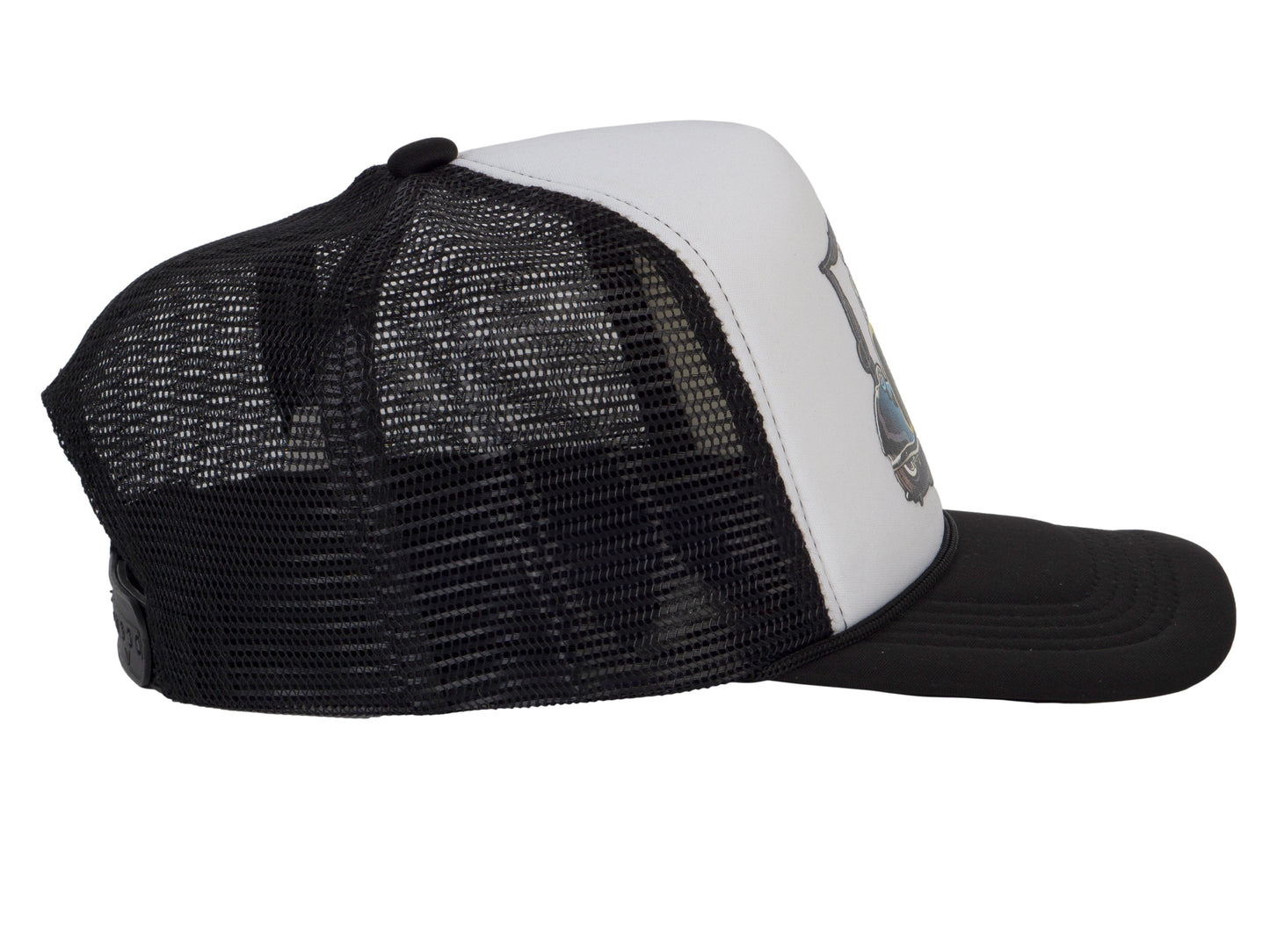 Men's Vintage Custom Hot Rod Hat Snapback Trucker Baseball Hat, Black/White