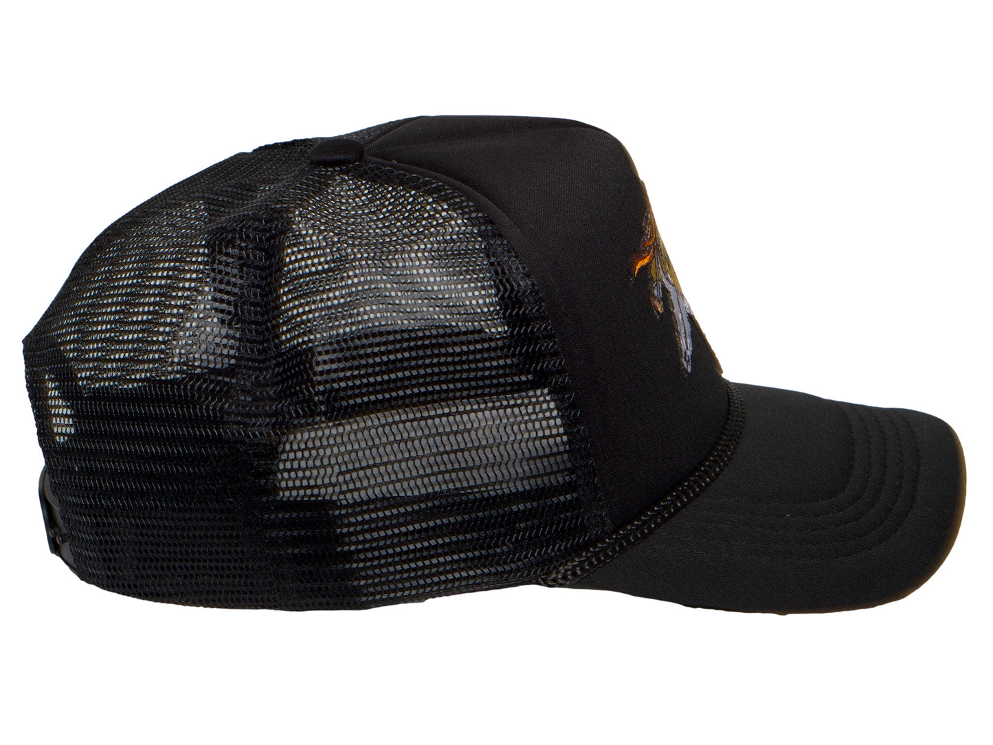 TOP HEADWEAR American Spirit Trucker Hat – Snapback Cap with Embroidered Western Skull Design for Men & Women Black