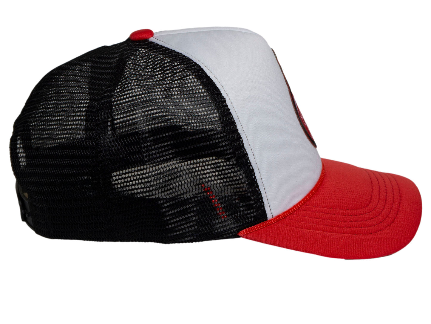 TOP HEADWEAR Mens Women's Cherry Bomb Trucker Hat - Mesh Snapback Cap, White/Red