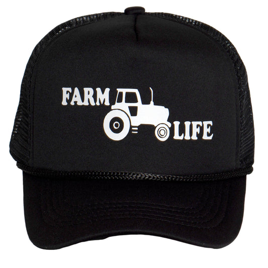 TOP HEADWEAR Men's Farm Life Trucker Hat - Snapback Tractor Cap Black