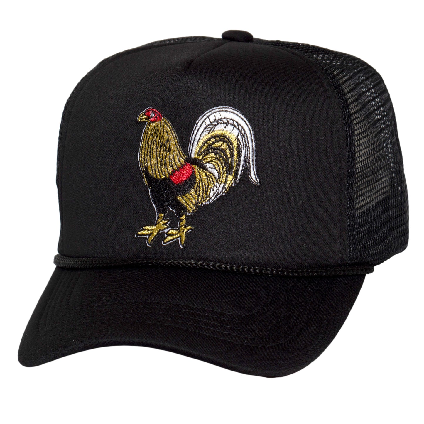 TOP HEADWEAR Men's Rooster Trucker Hat - Mesh Snapback Cap, Black
