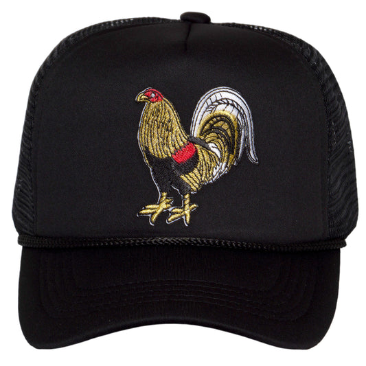 TOP HEADWEAR Men's Rooster Trucker Hat - Mesh Snapback Cap, Black