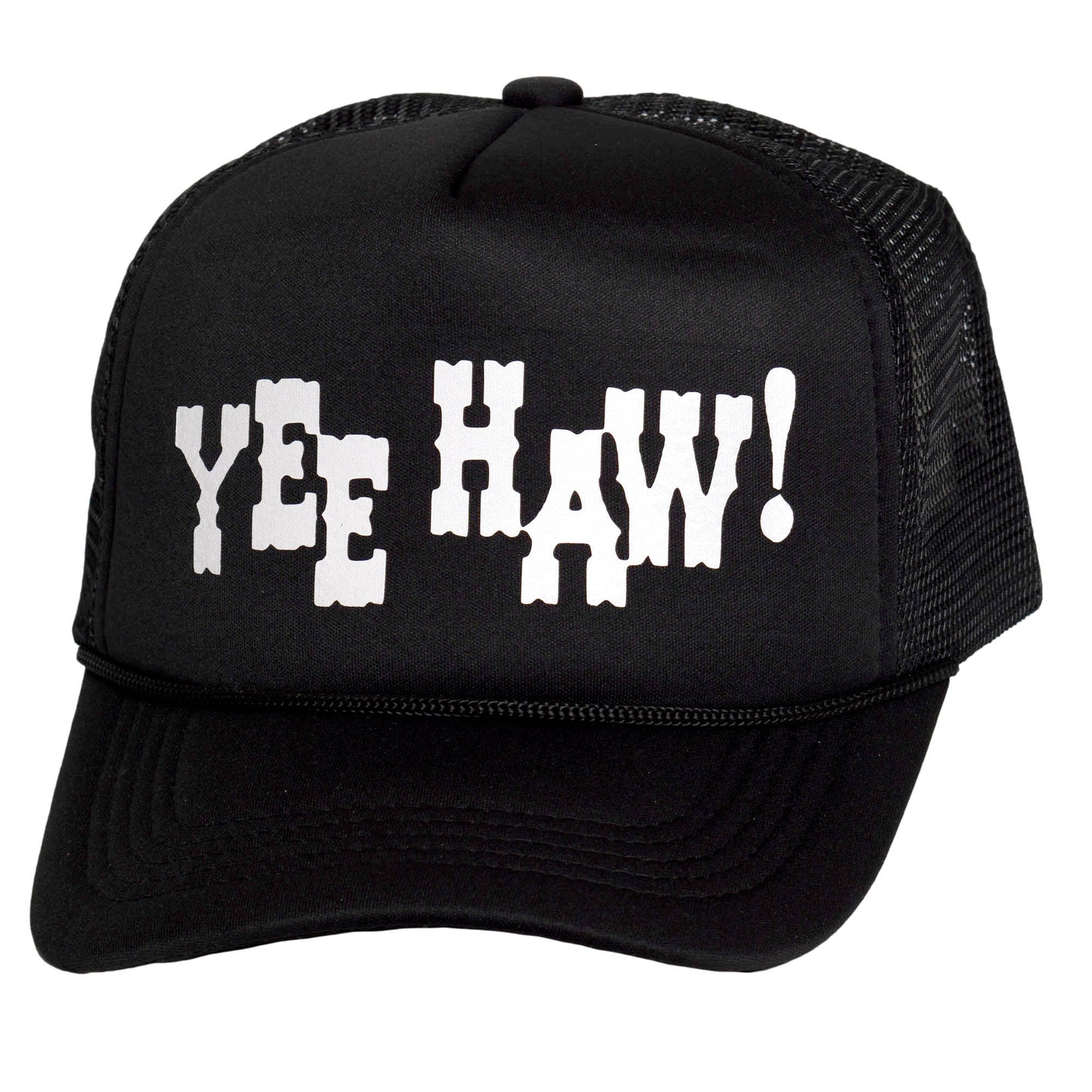 TOP HEADWEAR Men's Yee Haw! Trucker Hat - Adjustable Snapback Cap Black