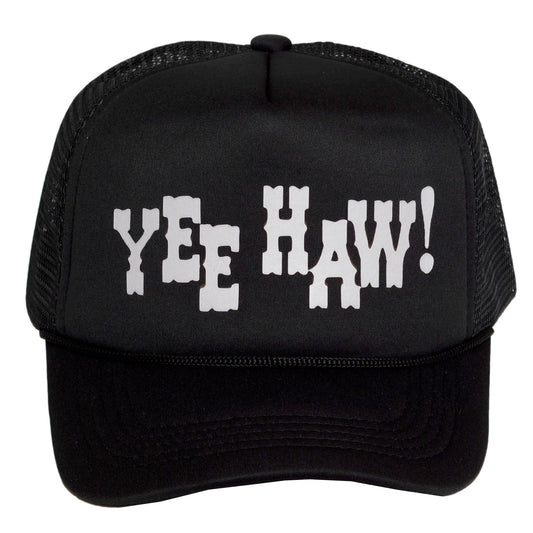 TOP HEADWEAR Men's Yee Haw! Trucker Hat - Adjustable Snapback Cap Black