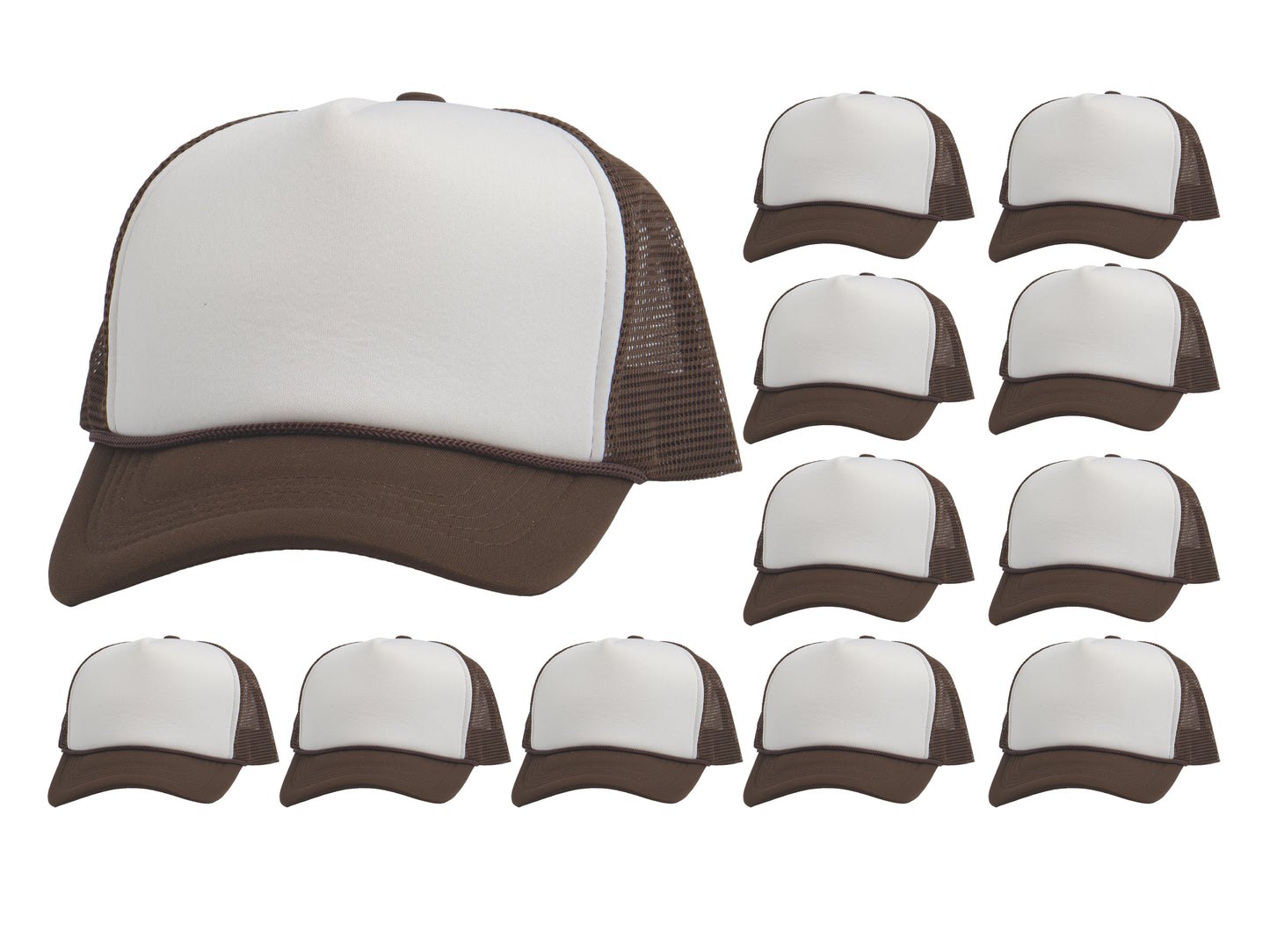 Top Headwear 12 Pack Trucker Hat Bulk - Dozen 2 Tone Plain Blank Hats