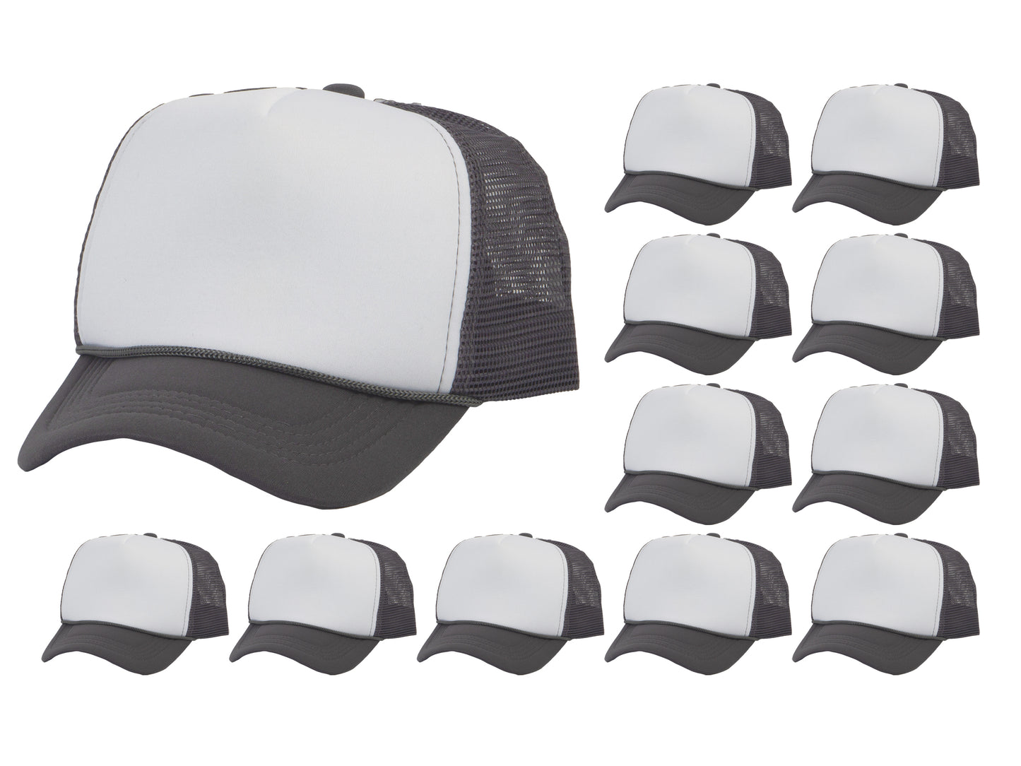 Top Headwear 12 Pack Trucker Hat Bulk - Dozen 2 Tone Plain Blank Hats