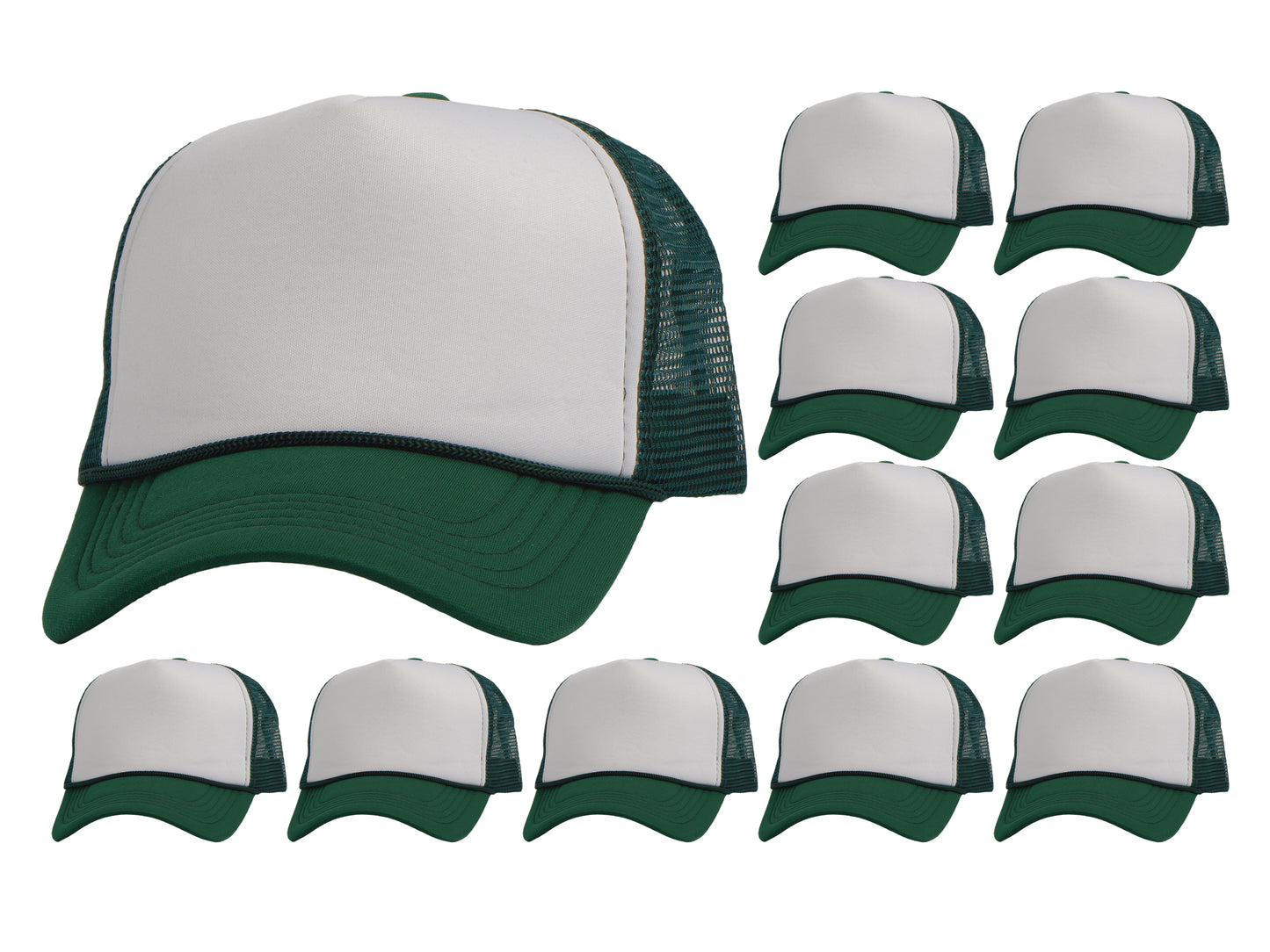 Top Headwear 12 Pack Trucker Hat Bulk - Dozen 2 Tone Plain Blank Hats
