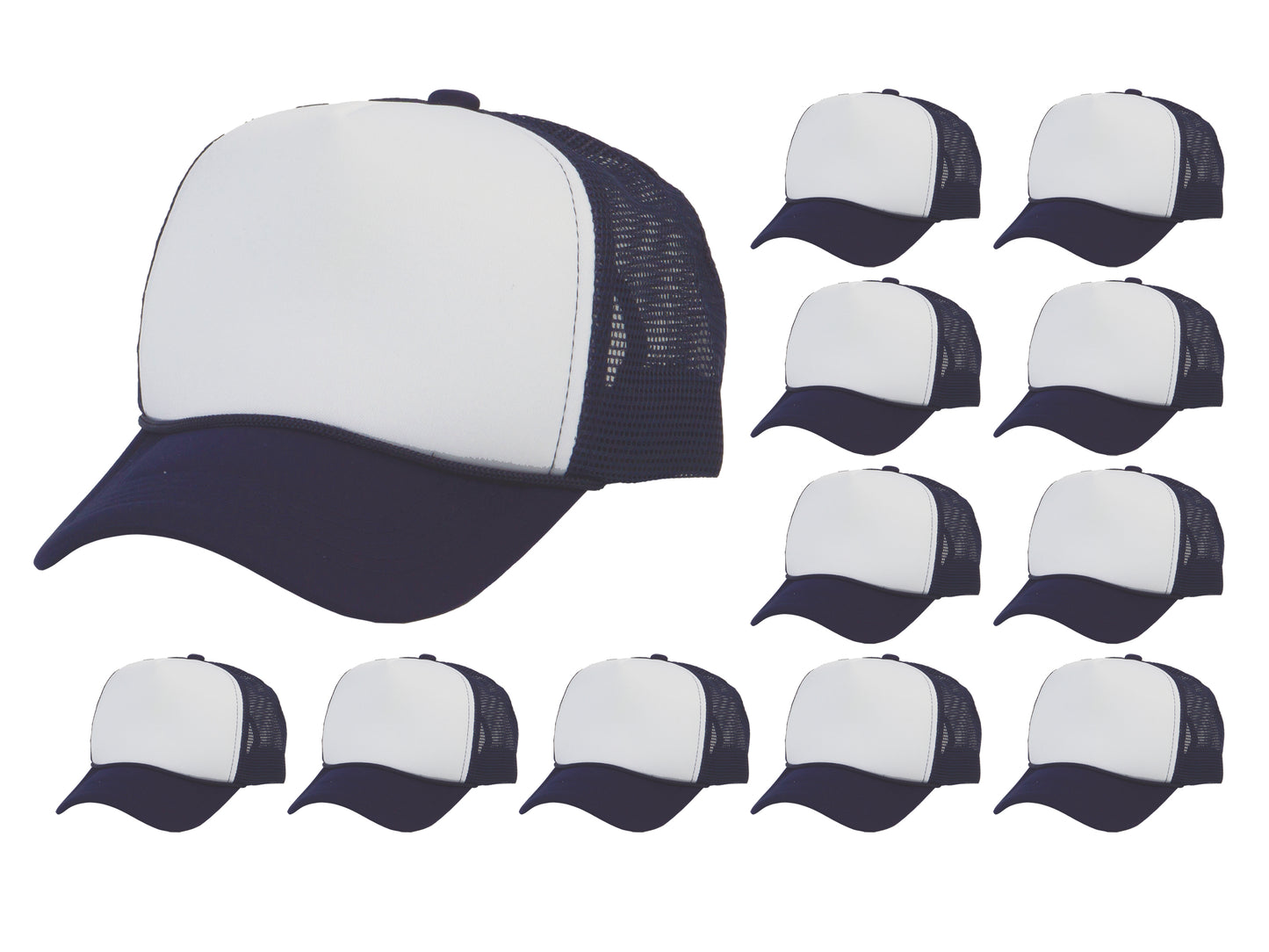 Top Headwear 12 Pack Trucker Hat Bulk - Dozen 2 Tone Plain Blank Hats