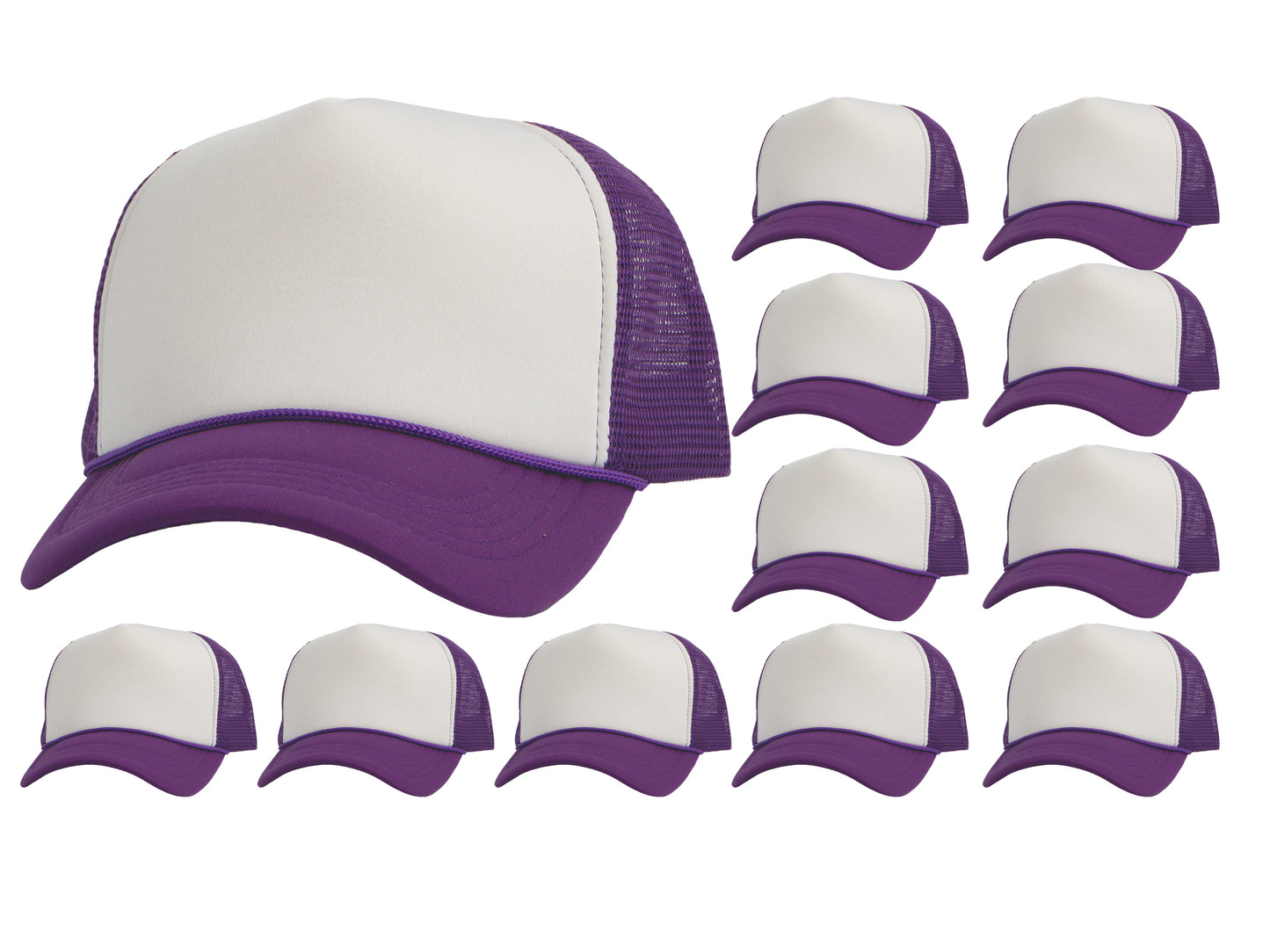 Top Headwear 12 Pack Trucker Hat Bulk - Dozen 2 Tone Plain Blank Hats