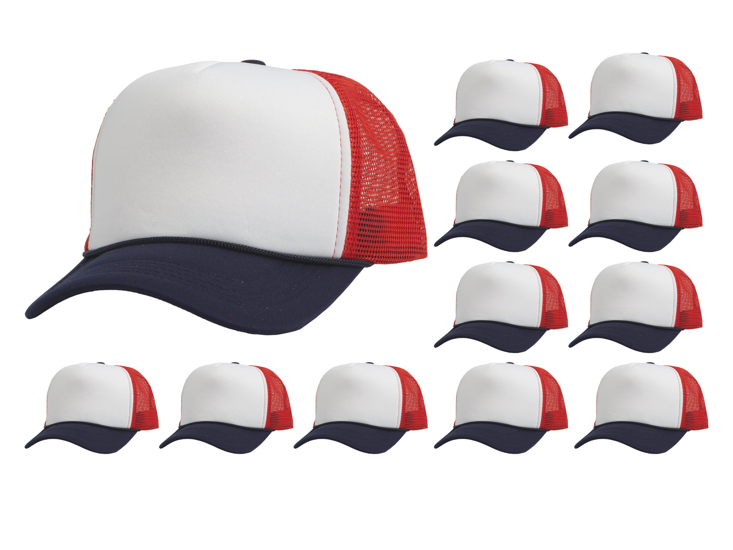 Top Headwear 12 Pack Trucker Hat Bulk - Dozen 2 Tone Plain Blank Hats