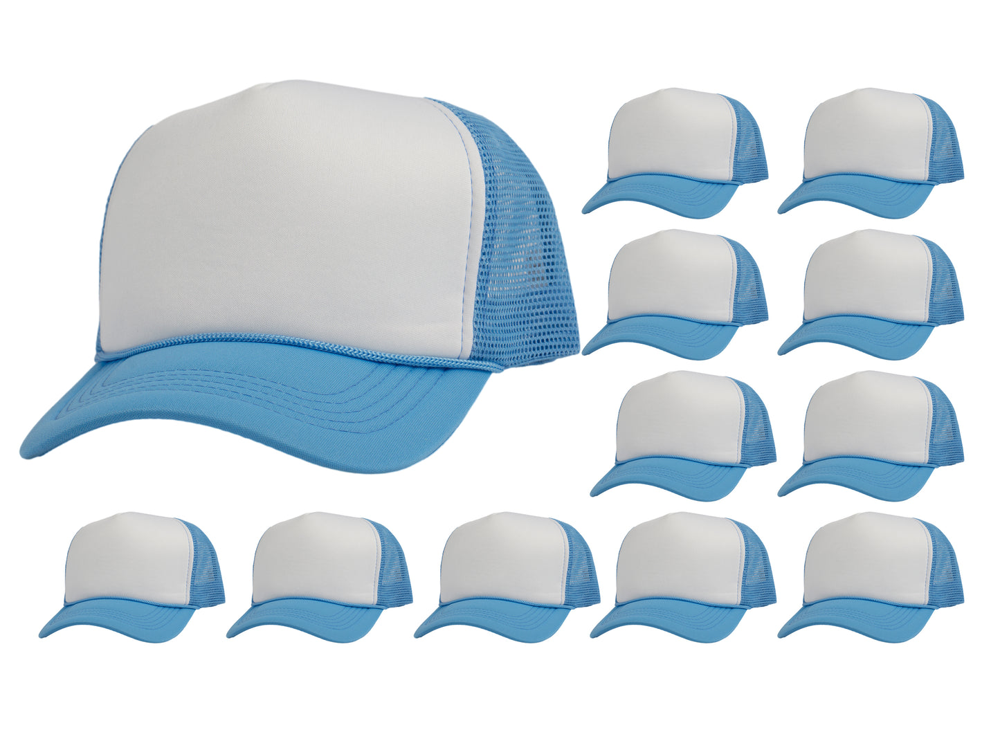 Top Headwear 12 Pack Trucker Hat Bulk - Dozen 2 Tone Plain Blank Hats