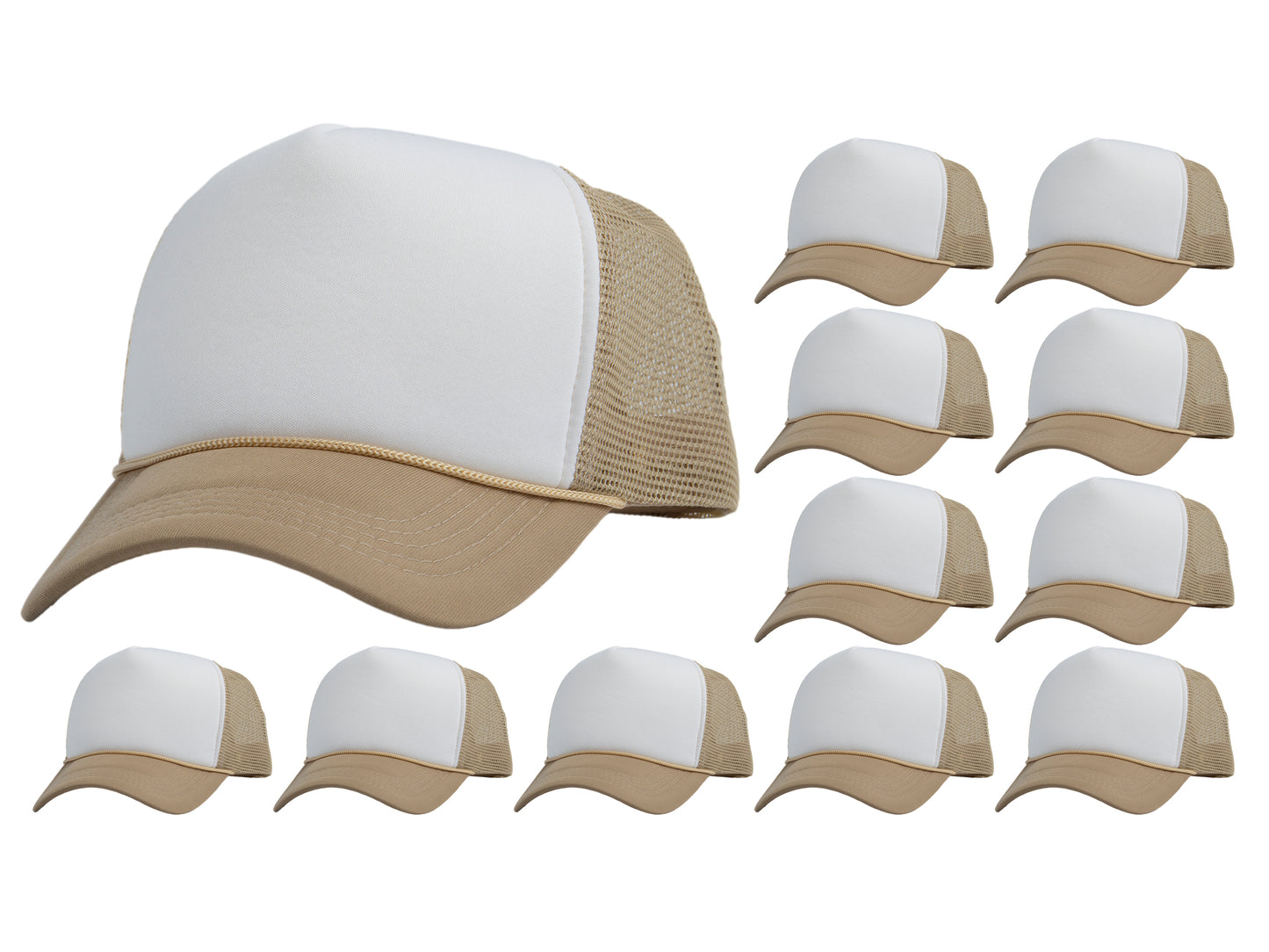 Top Headwear 12 Pack Trucker Hat Bulk - Dozen 2 Tone Plain Blank Hats
