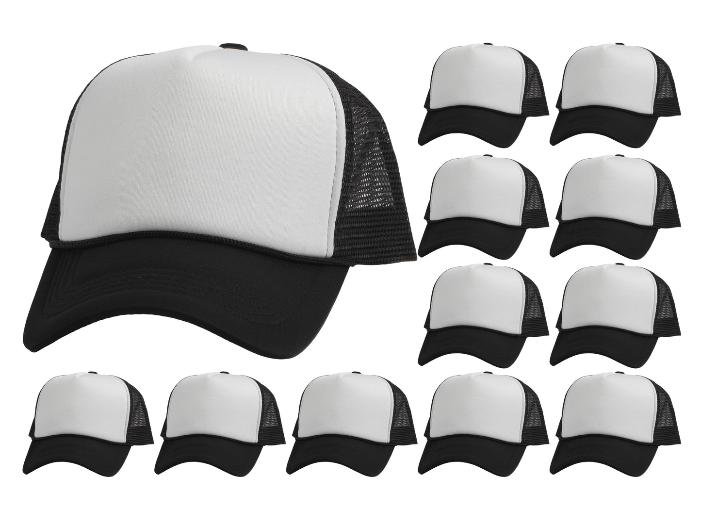 Top Headwear 12 Pack Trucker Hat Bulk - Dozen 2 Tone Plain Blank Hats
