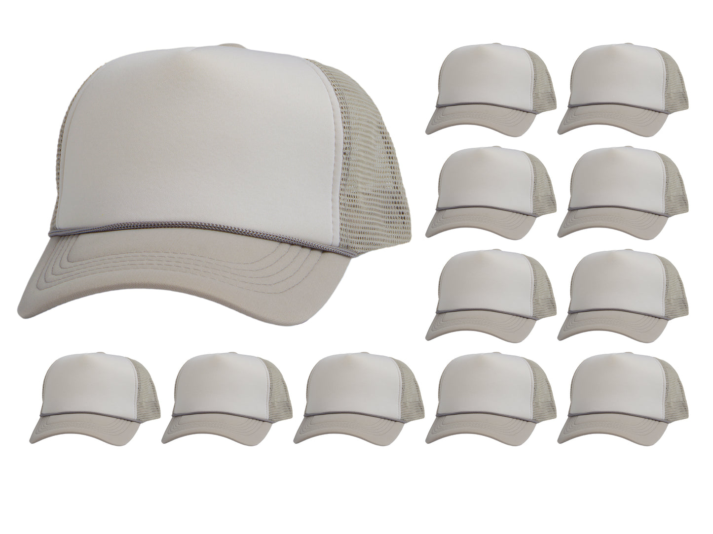 Top Headwear 12 Pack Trucker Hat Bulk - Dozen 2 Tone Plain Blank Hats