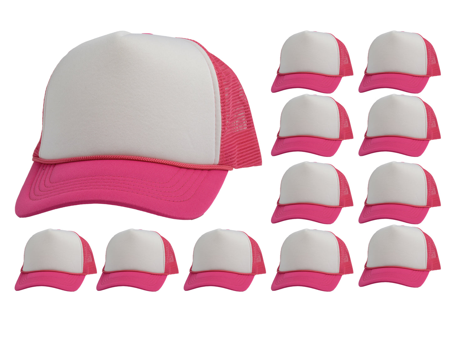 Top Headwear 12 Pack Trucker Hat Bulk - Dozen 2 Tone Plain Blank Hats