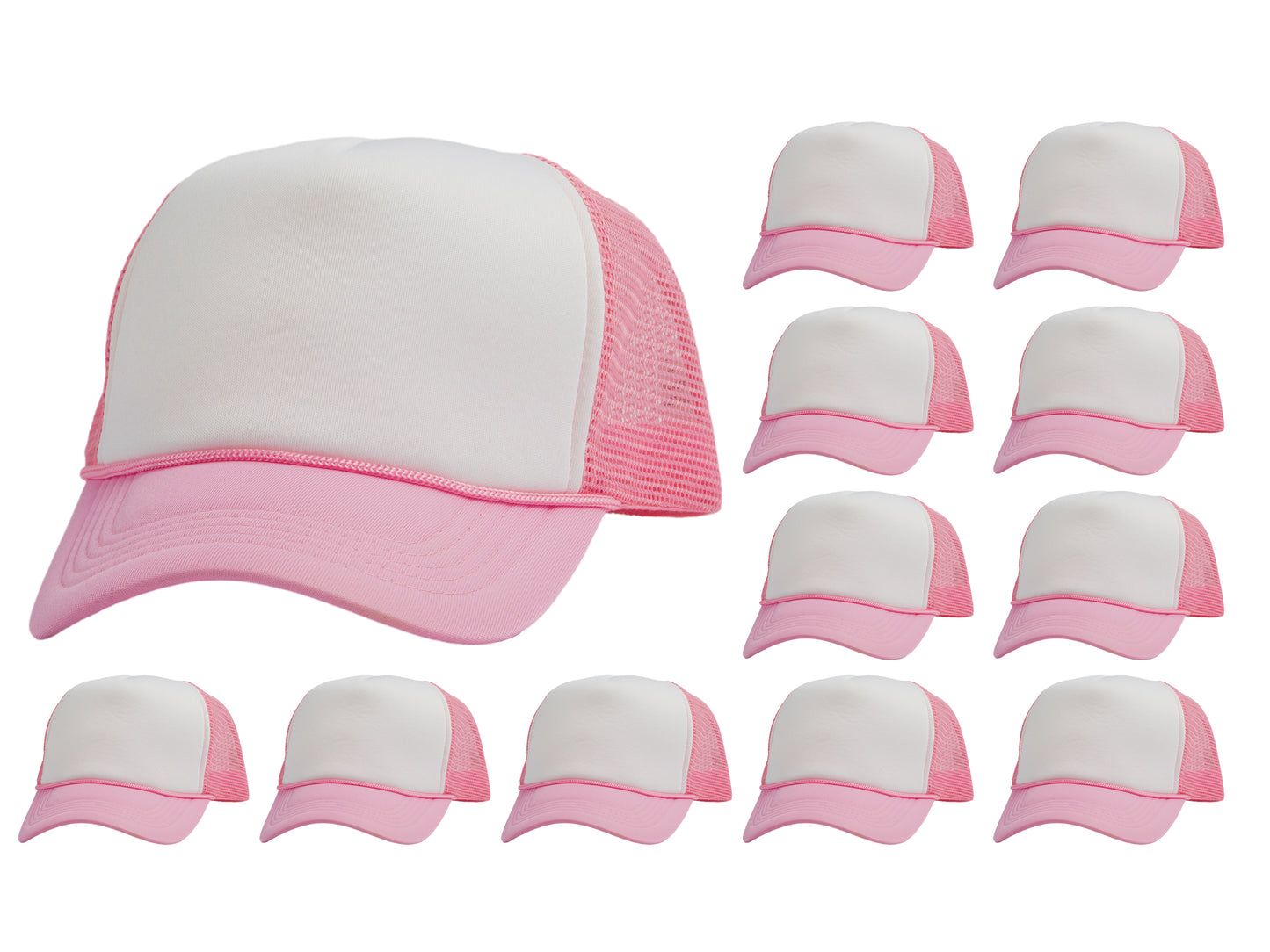 Top Headwear 12 Pack Trucker Hat Bulk - Dozen 2 Tone Plain Blank Hats