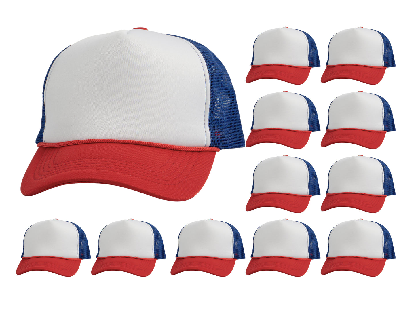 Top Headwear 12 Pack Trucker Hat Bulk - Dozen 2 Tone Plain Blank Hats