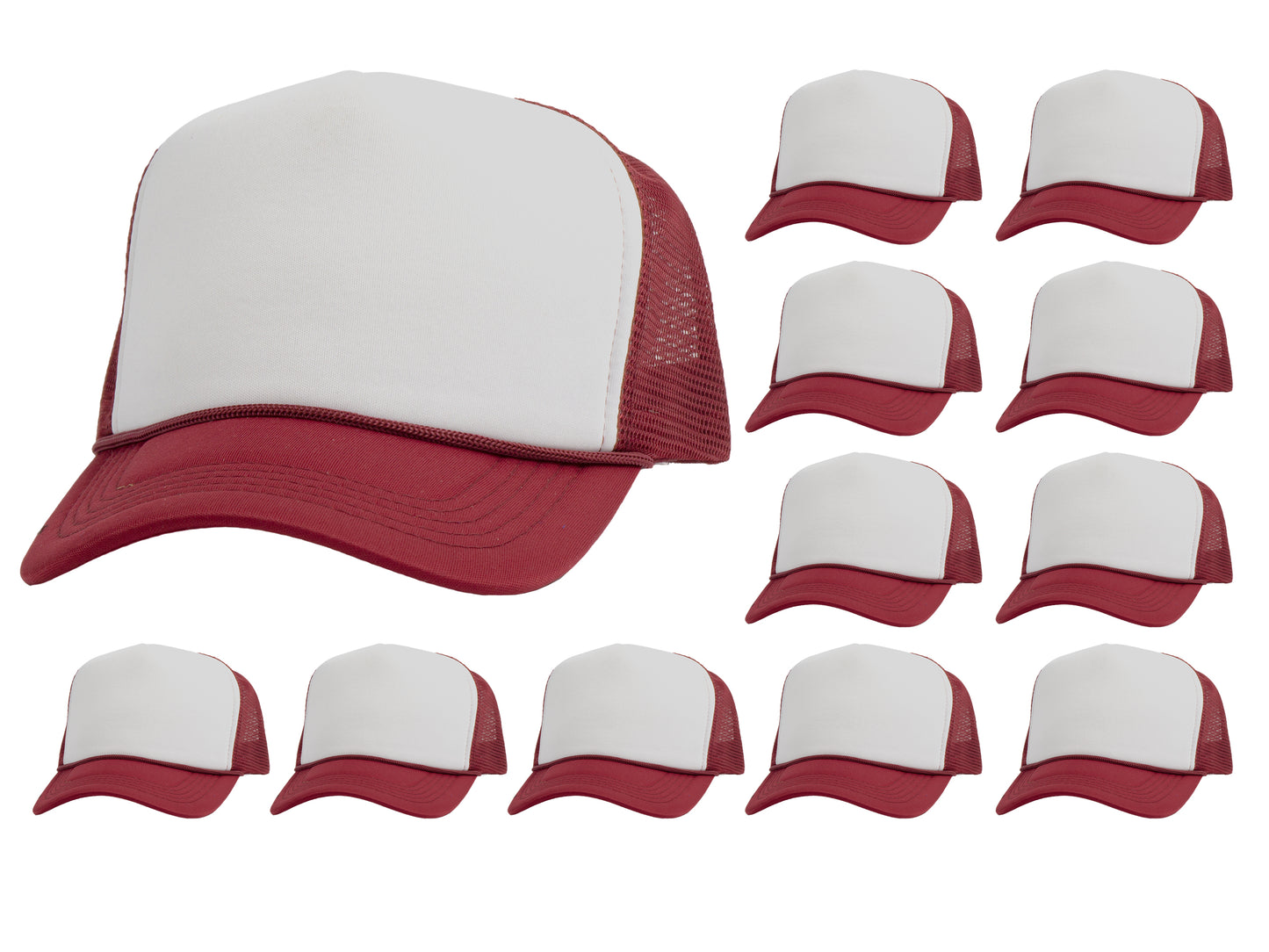 Top Headwear 12 Pack Trucker Hat Bulk - Dozen 2 Tone Plain Blank Hats