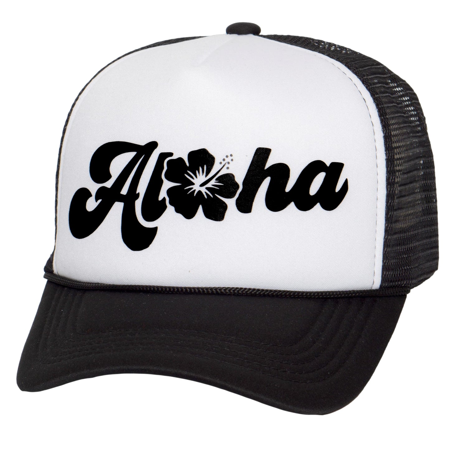 Mens Womens Aloha Flower Trucker Hat - Hawaii Hibiscus Snapback Cap