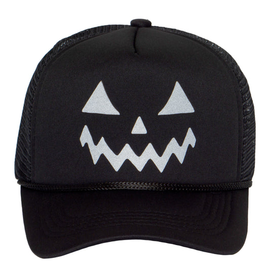 Mens Reflective Halloween Jack O Lantern Hat Trick or Treat Dads Trucker Cap