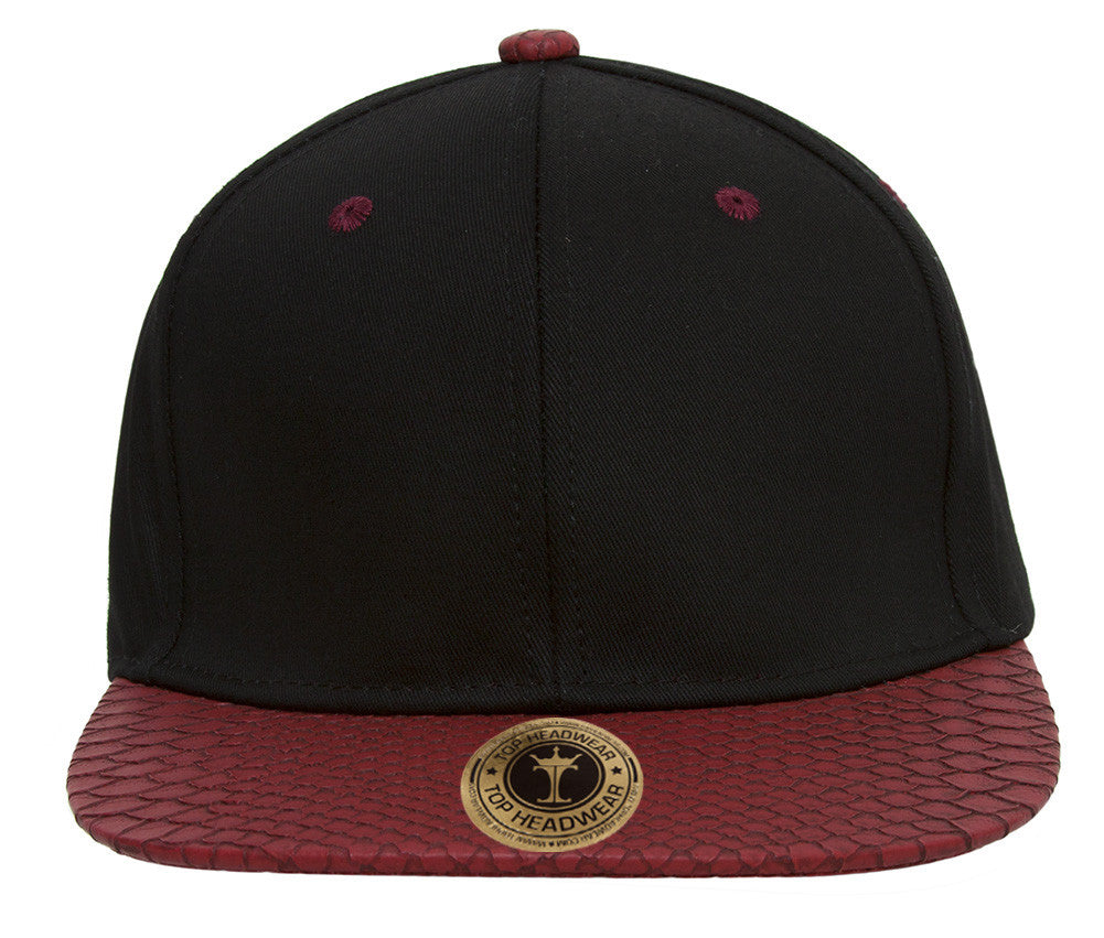 TopHeadwear Snake Skin Pattern Flat Bill Snapback