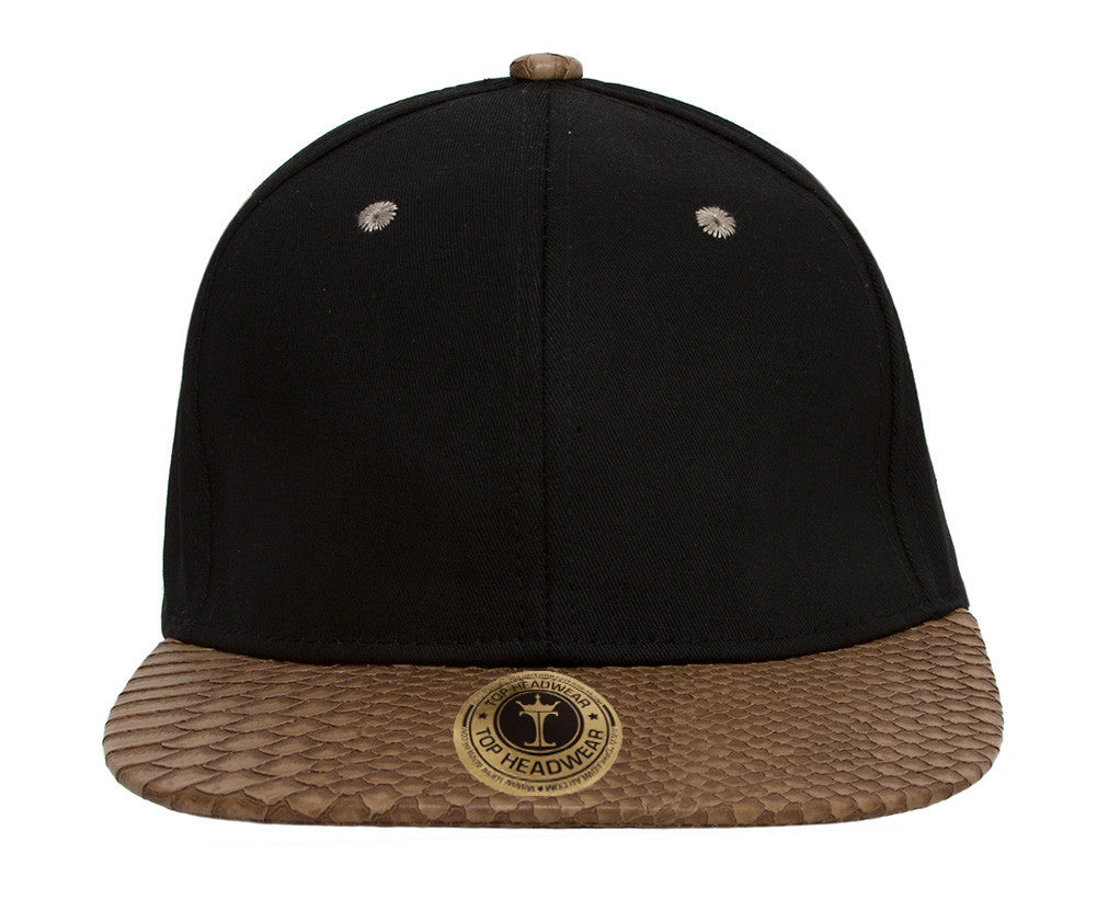 TopHeadwear Snake Skin Pattern Flat Bill Snapback