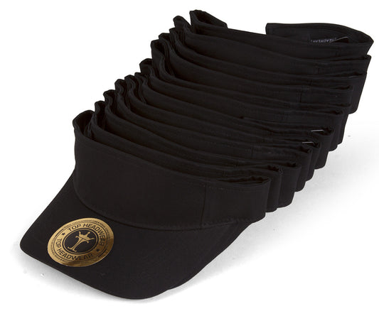 Mens Womens Adult Blank Adjustable Visors - 12-Pack Team Softball Baseball Visor