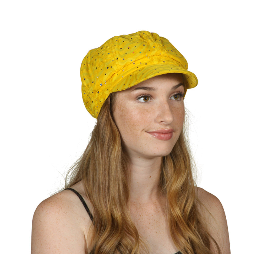 TopHeadwear Glitter Sequin Trim Newsboy Hat