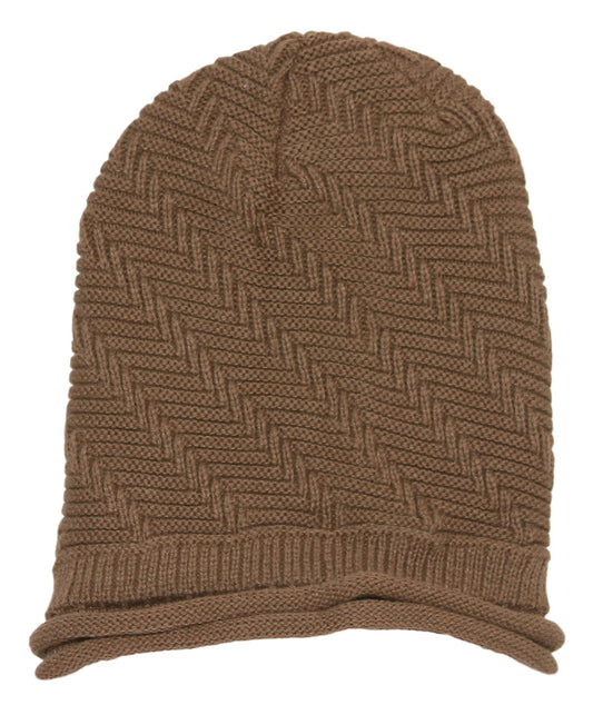 Topheadwear Winter Knitted Diagonal Beanie - Black