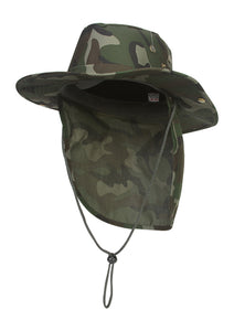 Top Headwear Safari Explorer Bucket Hat With Flap Neck Cover - Camoflauge