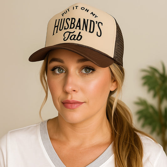 Women's Put It On My Husbands Tab Trucker Hat