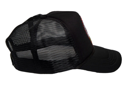 TOP HEADWEAR Men's Skull Chief Trucker Hat - Native Headdress Snapback Cap, Black