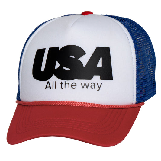 TOP HEADWEAR USA All The Way Trucker Hat – Red White Blue Patriotic Snapback for Men and Women Fourth of July