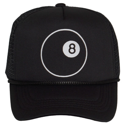 8-Ball Trucker Hat – Black Mesh Snapback Cap for Men & Women