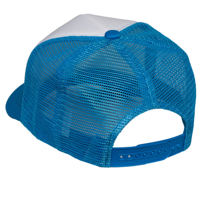 Pride Trucker Hat with Rainbow Rhinestone Script – Snapback Cap for LGBTQ+ Parade Festival Fashion White/Blue