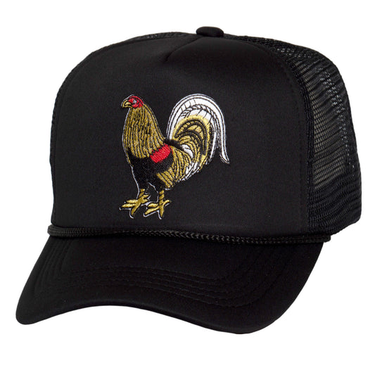 TOP HEADWEAR Men's Rooster Trucker Hat - Mesh Snapback Cap, Black
