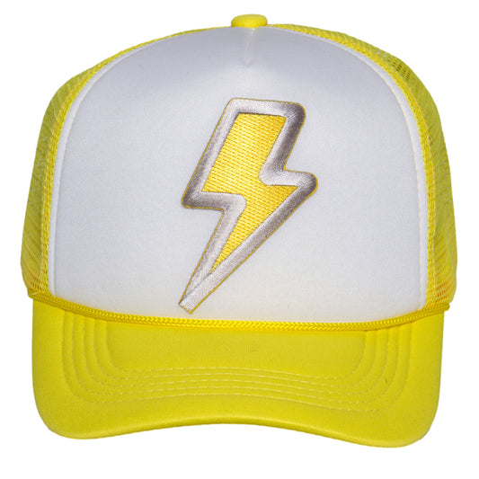 Thunderbolt Trucker Hat – Snapback Cap with Lightning Bolt Design for Men & Women Yellow