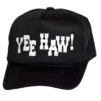 TOP HEADWEAR Men's Yee Haw! Trucker Hat - Adjustable Snapback Cap Black