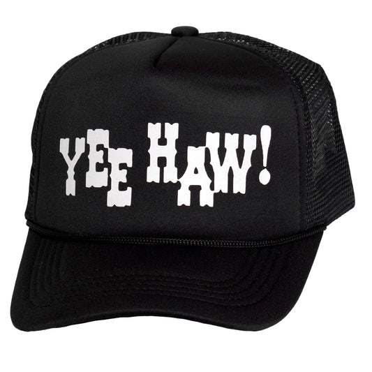 TOP HEADWEAR Men's Yee Haw! Trucker Hat - Adjustable Snapback Cap Black