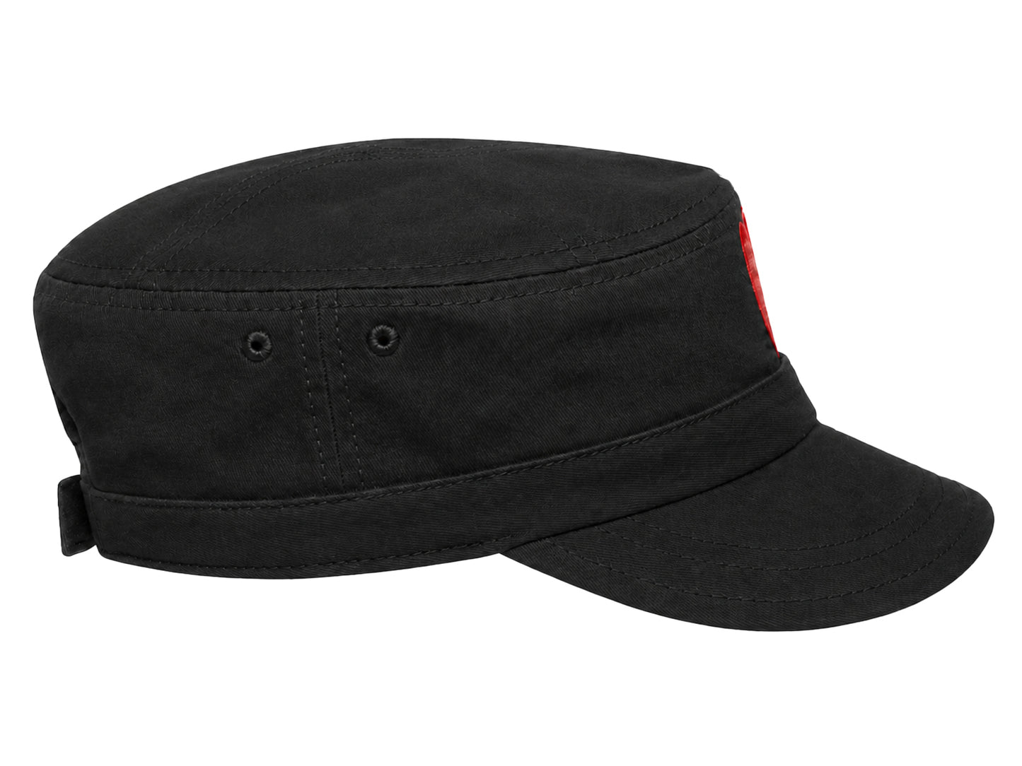 Women's Cadet Hat with Red Heart  Cute Adjustable Short Brim Cap