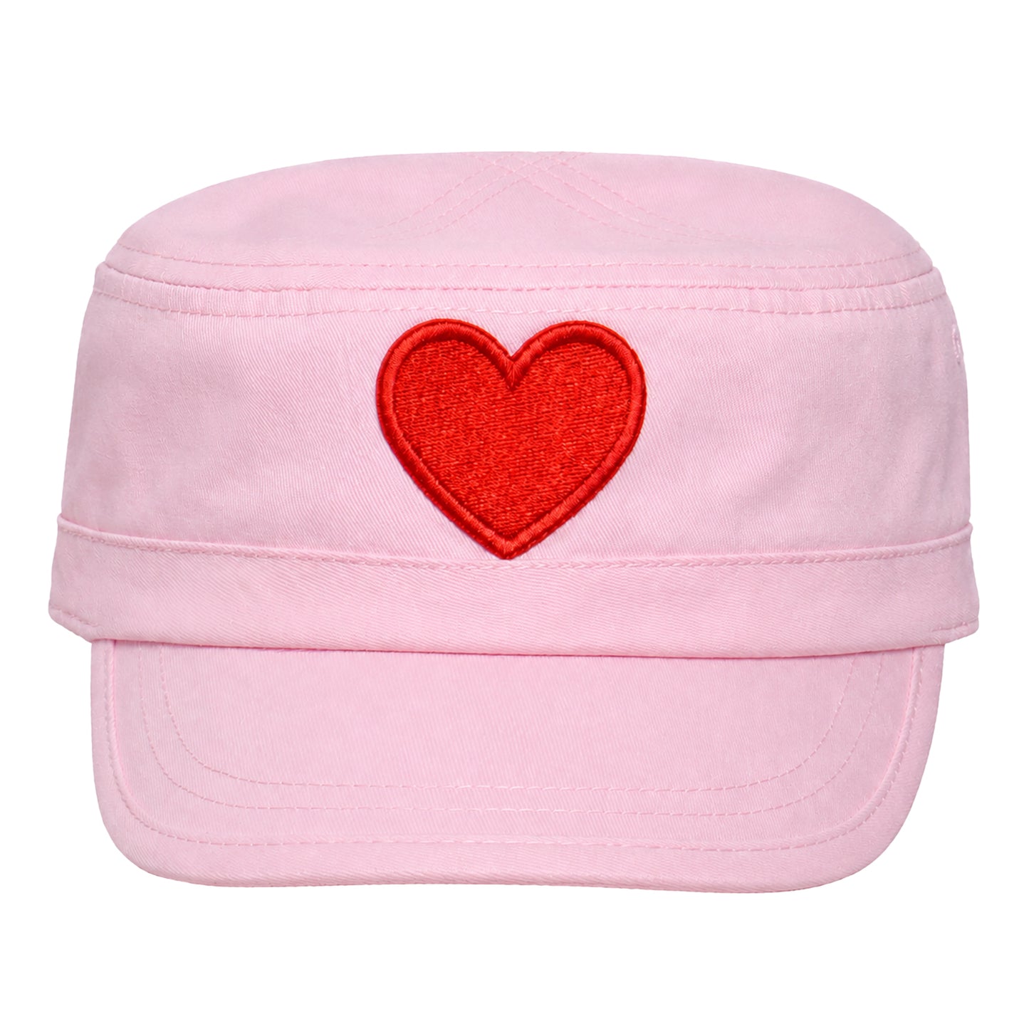 Women's Cadet Hat with Red Heart  Cute Adjustable Short Brim Cap