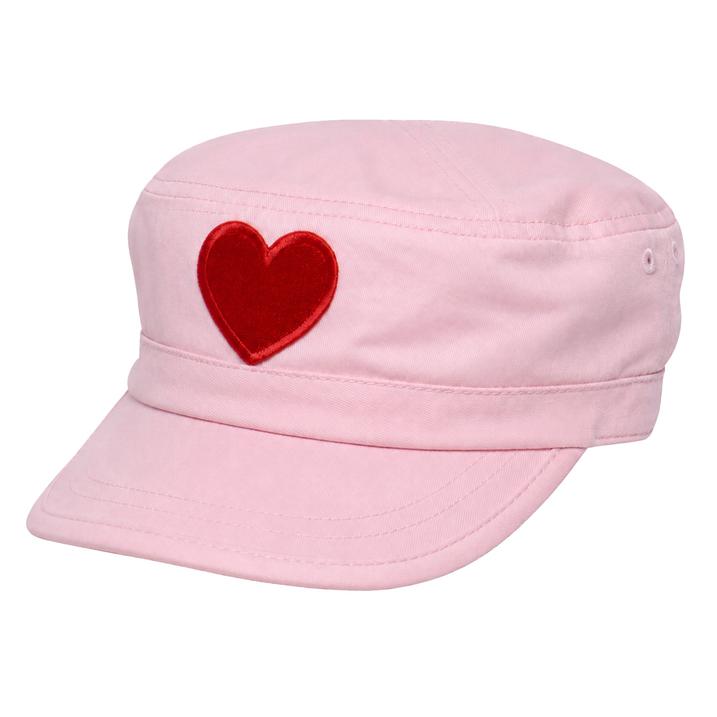 Women's Cadet Hat with Red Heart  Cute Adjustable Short Brim Cap