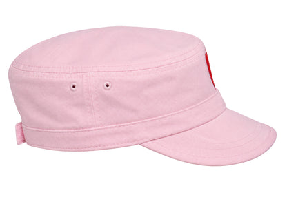 Women's Cadet Hat with Red Heart  Cute Adjustable Short Brim Cap