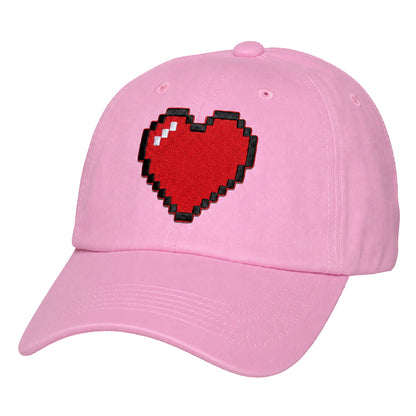 Heart Design Low Profile Dad Hat Embroidered Adjustable Cap