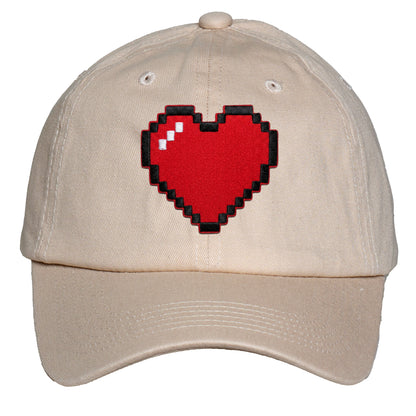 Heart Design Low Profile Dad Hat Embroidered Adjustable Cap