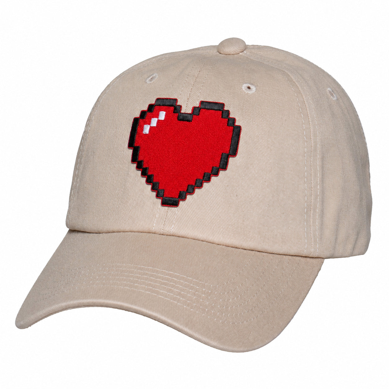 Heart Design Low Profile Dad Hat Embroidered Adjustable Cap