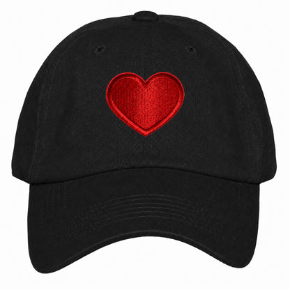Heart Design Low Profile Dad Hat Embroidered Adjustable Cap