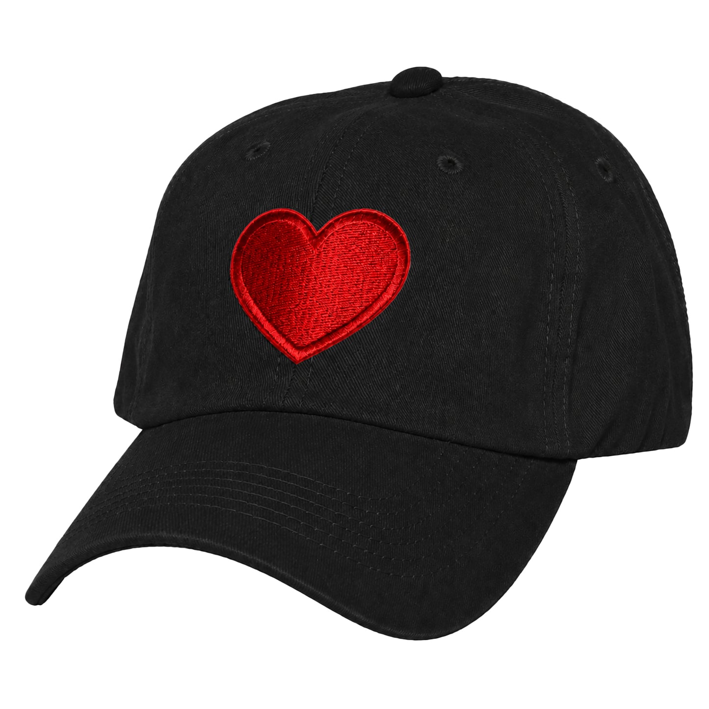 Heart Design Low Profile Dad Hat Embroidered Adjustable Cap