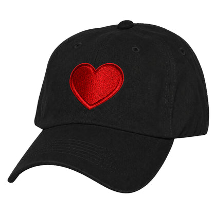 Heart Design Low Profile Dad Hat Embroidered Adjustable Cap