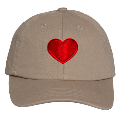 Heart Design Low Profile Dad Hat Embroidered Adjustable Cap